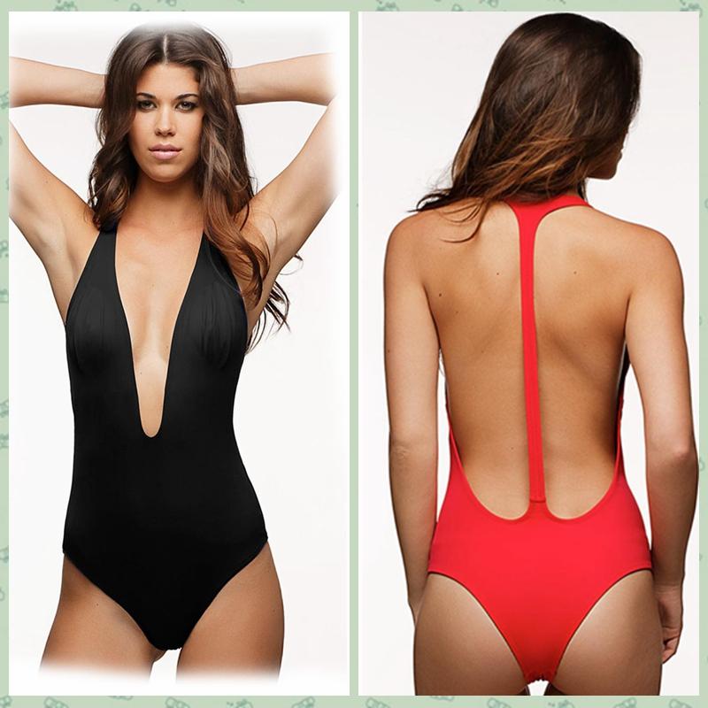 Deep v sexy one piece bathing suit