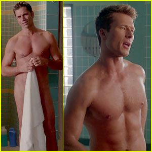 Men strip in shower