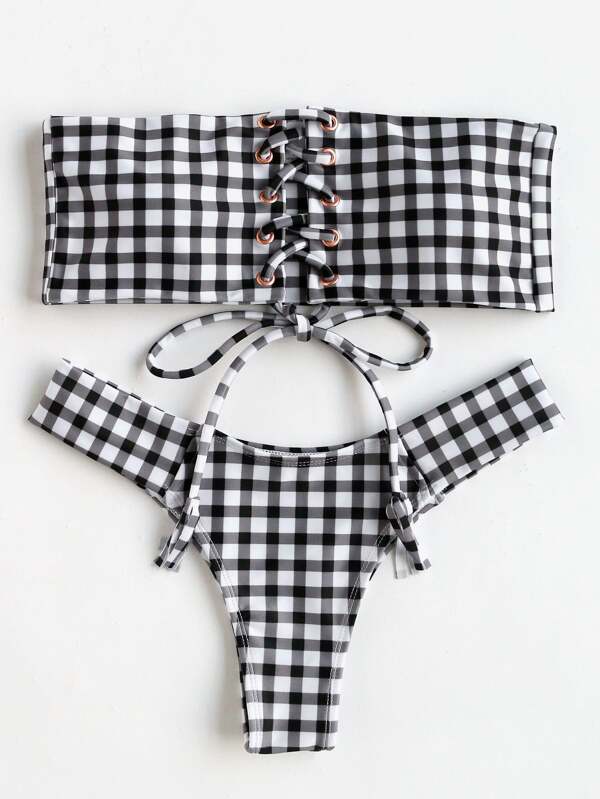 Black and white checkered bikini