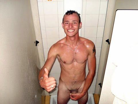 College dudes shower naked