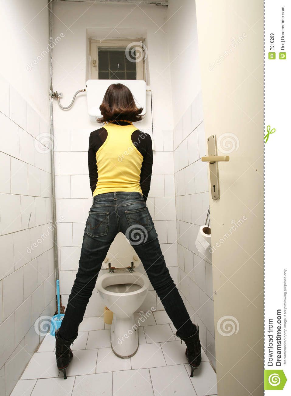 Toilet peeing womens bathroom